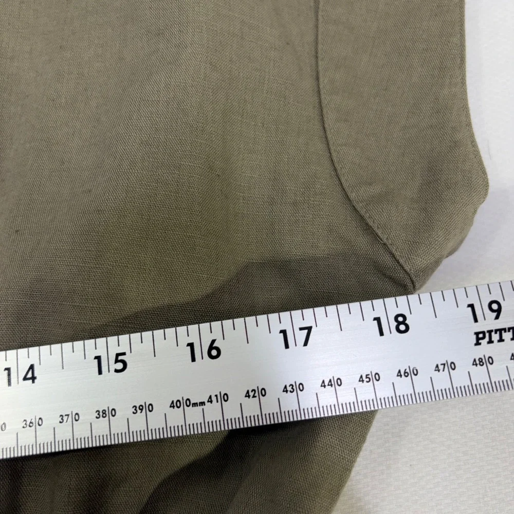 Zara Womens Olive Green Linen Blend Utility Button Front Jumpsuit Size M